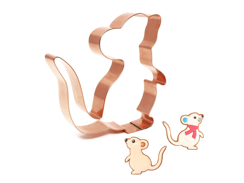 Copper Mouse Cookie Cutter - Animal Design (4 inches) - Made in USA