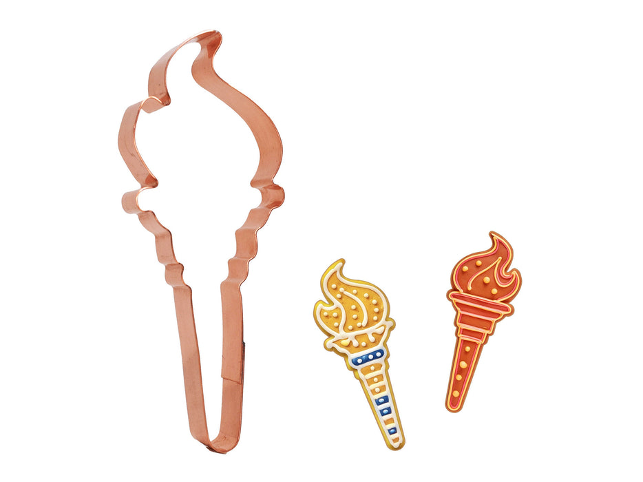 Copper Olympic Torch Cookie Cutter, Sports Cookie Cutter, 5.5 x 2 inches, Made in USA