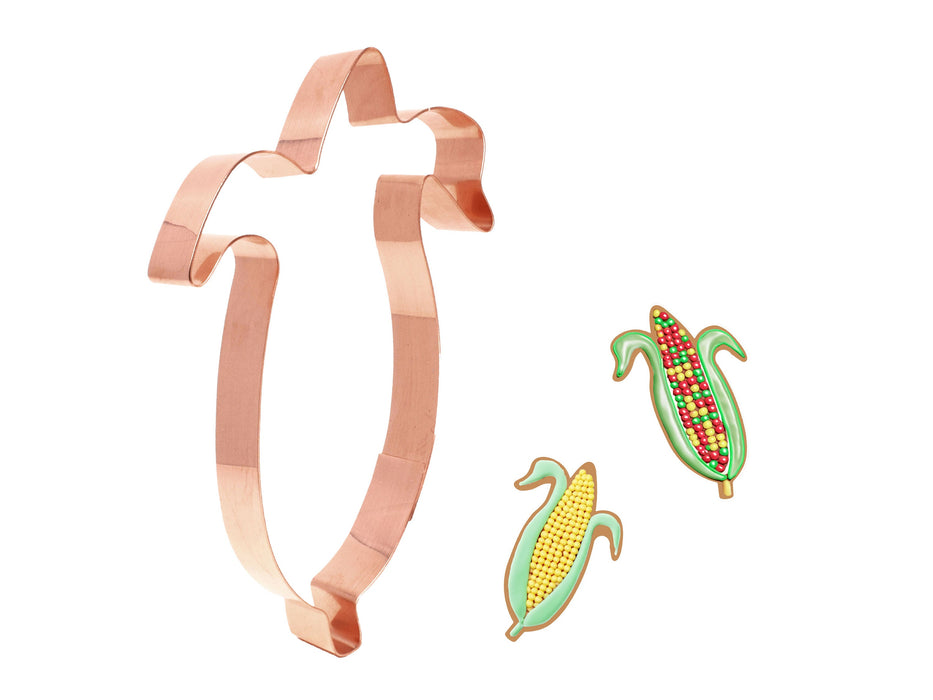 Copper Corn Cookie Cutter, Vegetable Cookie Cutter, 5.5 x 3.5  inches, Made in USA