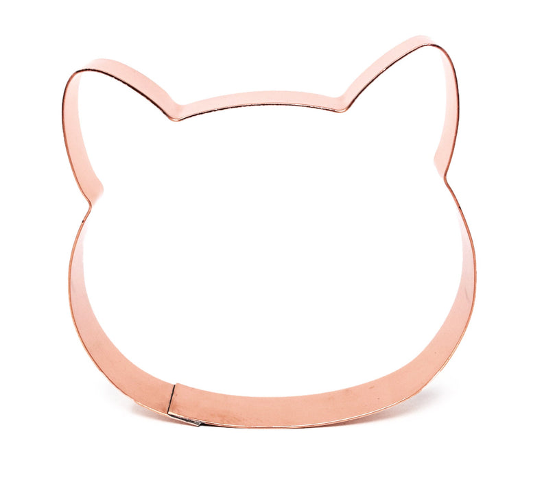 Copper Cat Face Cookie Cutter, 3.5 inches, Made in USA
