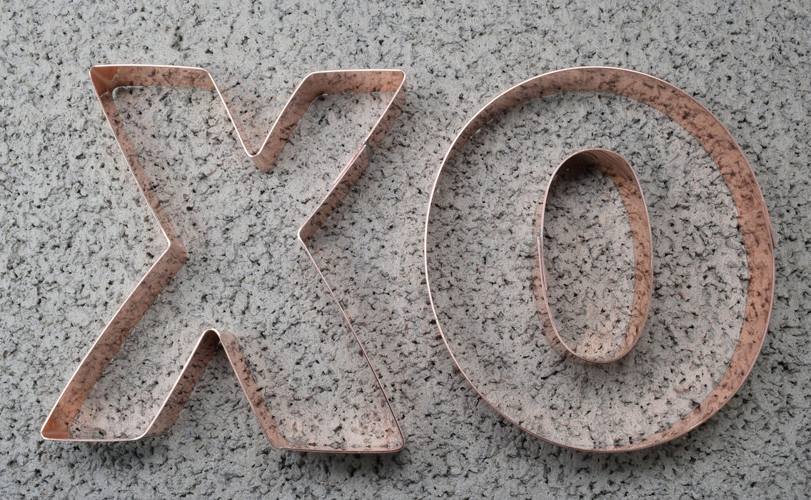 Copper XO Cookie Cutter Set - Valentines Cookie Cutter, 4 x 3.75 inches, Made in USA