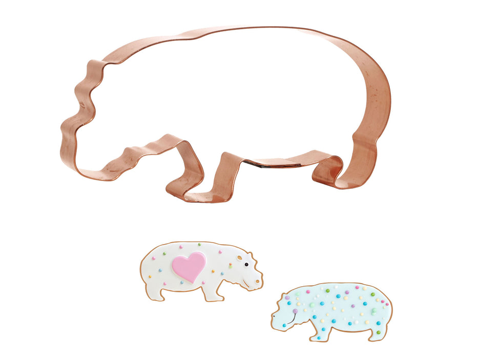 5 inch Copper Hippopotamus Cookie Cutter - Animal Cookie Cutter, Made in USA