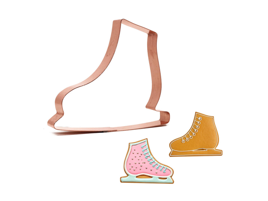 Copper Ice Skate Cookie Cutter - Christmas Cookie Cutter, 4.75 x 4 inches, Made in USA