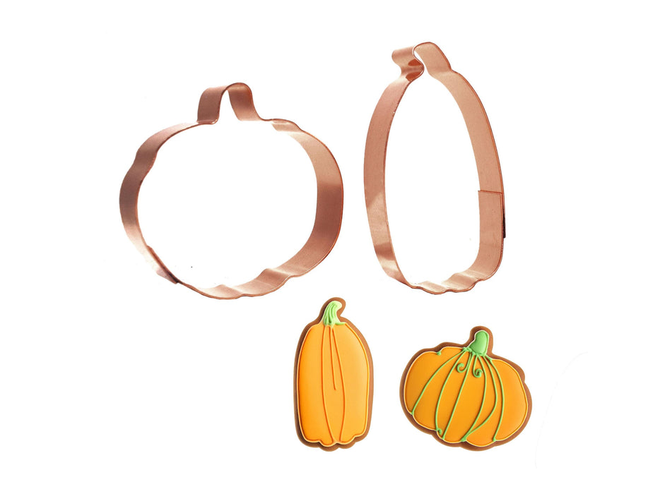2 Copper Jack O' Lantern Cookie Cutters, Pumpkin Cookie Cutter, 2.5 - 3 inches tall, Made in USA