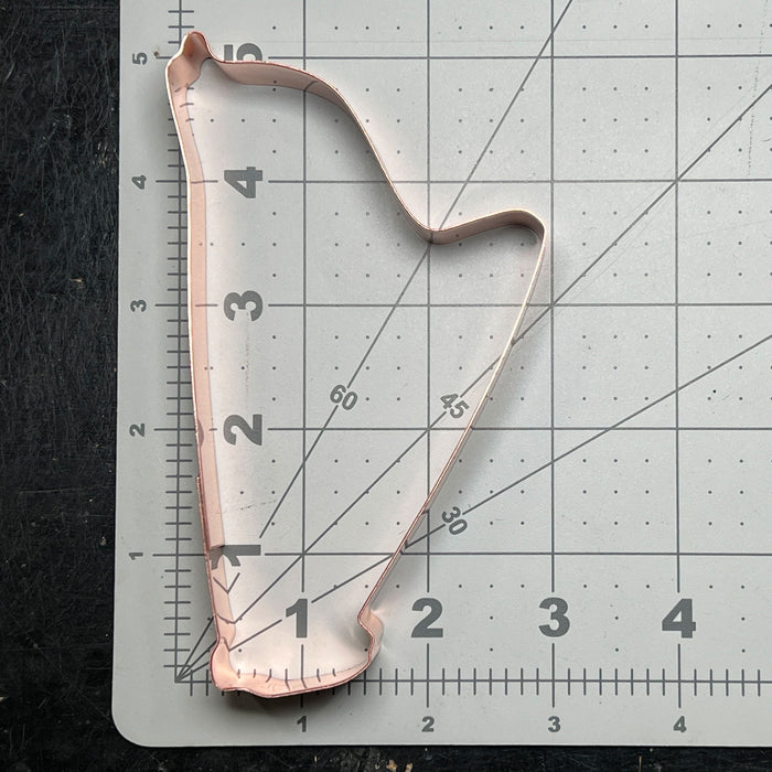 Copper Harp Cookie Cutter, Musical Instrument, 5 x 2.75 Inches, Made in USA