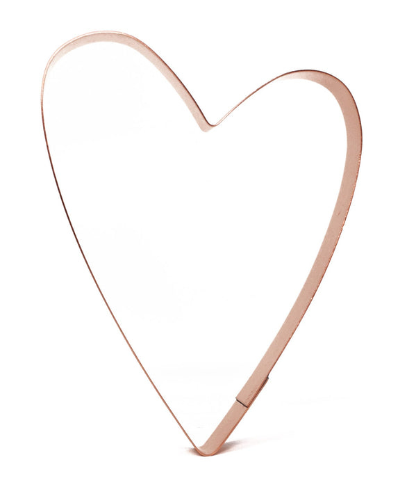 Copper Big Heart Cookie Cutter - Nature Design (6 x 4.5 inches) - Made in USA