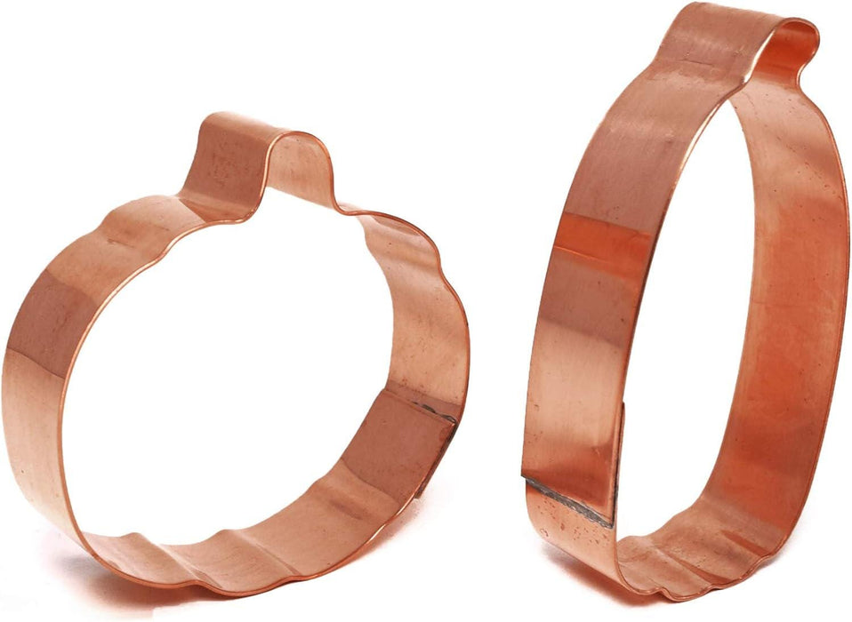 2 Copper Jack O' Lantern Cookie Cutters, Pumpkin Cookie Cutter, 2.5 - 3 inches tall, Made in USA
