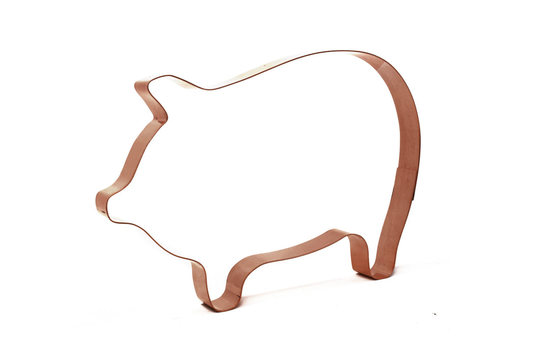 Copper Big Pig Cookie Cutter - Animal Design (7 x 5.75 inches) - Made in USA