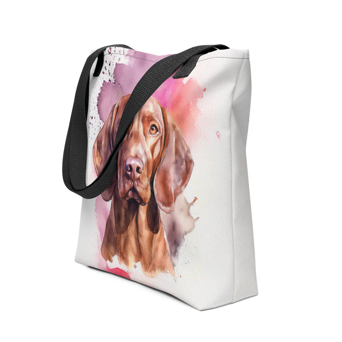 Vizsla Tote Bag – Watercolor Vizsla Canvas Bag, 15x15 with Black Handles - The Fussy Pup - 