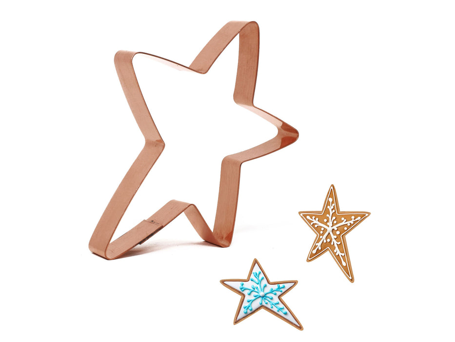 Copper Star Cookie Cutter - Folk Art Cookie Cutter, 4.5 x 3.5 Inches, Made in USA