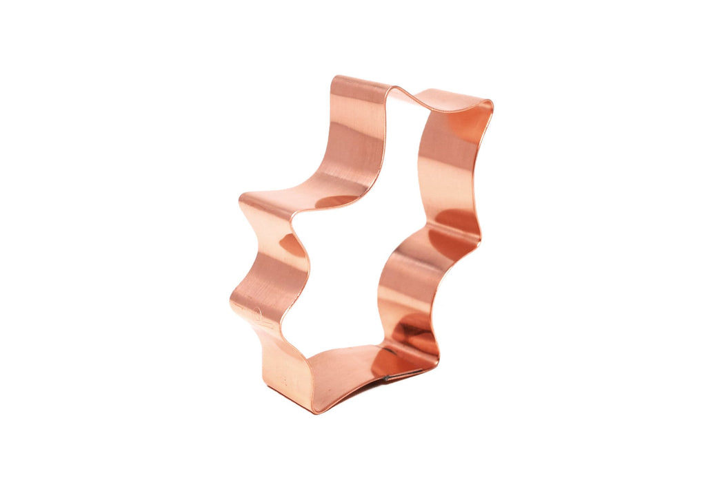 Copper Holly Leaf Cookie Cutter, Christmas Cookie Cutter, 3 x 2 inches, Made in USA