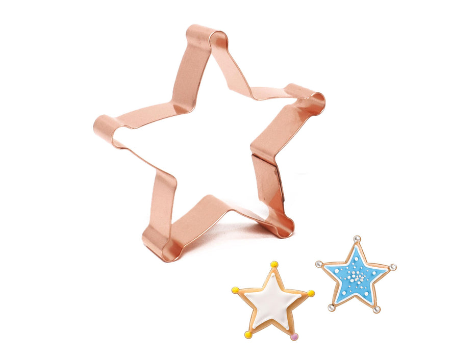 Small Copper Sheriff Badge Cookie Cutter - Western Design (3 x 3 inches) - Made in USA