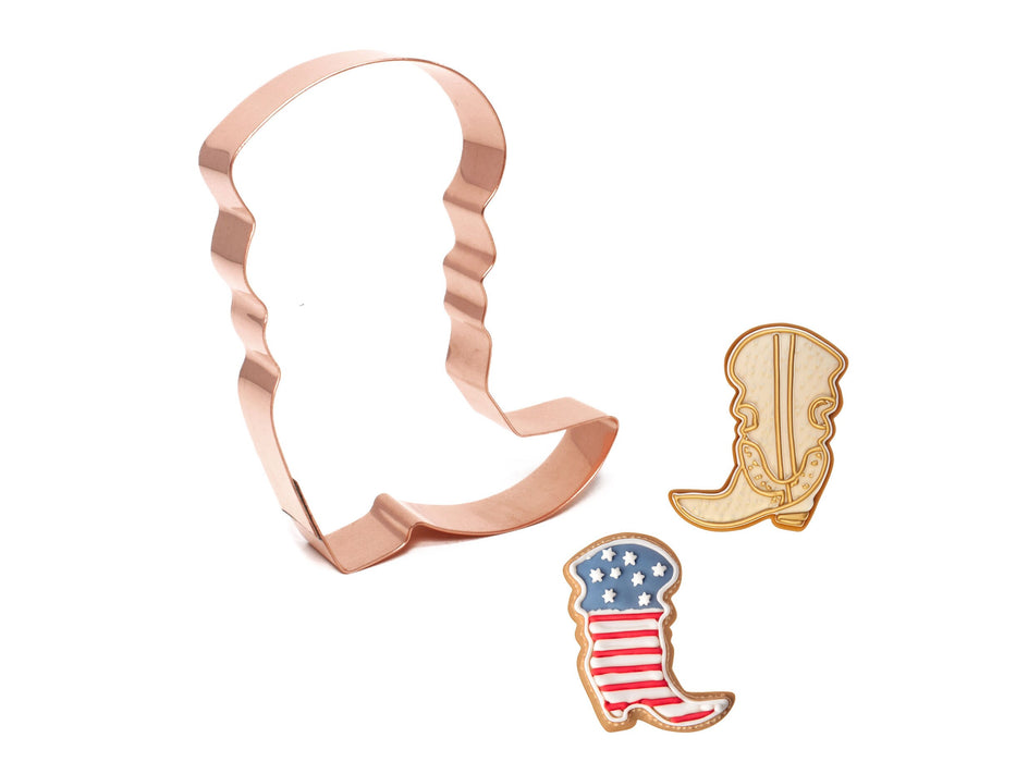 Copper Cowboy Boot Cookie Cutter, 4.5 x 2.75 inches, Made in USA