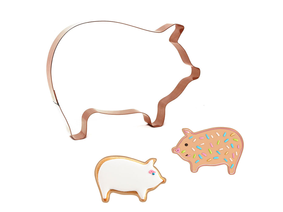 Copper Big Pig Cookie Cutter - Animal Design (7 x 5.75 inches) - Made in USA