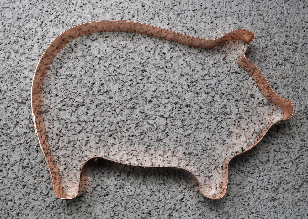 Copper Big Pig Cookie Cutter - Animal Design (7 x 5.75 inches) - Made in USA