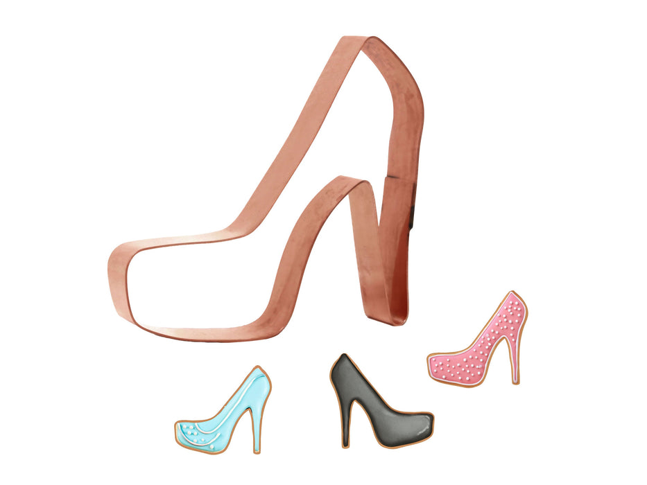 Copper High Heel Shoe Cookie Cutter - Nature Design (3.5 inches) - Made in USA