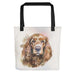 Cocker Spaniel Tote Bag – Watercolor Cocker Spaniel Canvas Bag, 15x15 with Black Handles - The Fussy Pup - 