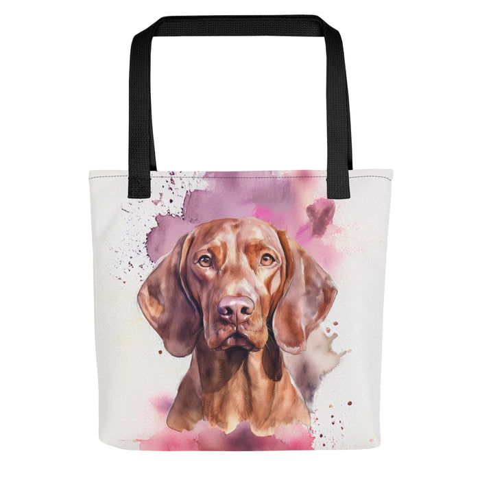 Vizsla Tote Bag – Watercolor Vizsla Canvas Bag, 15x15 with Black Handles - The Fussy Pup - 