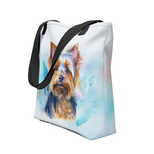 Yorkshire Terrier Tote Bag – Watercolor Yorkie Canvas Bag, 15x15 with Black Handles - The Fussy Pup - 