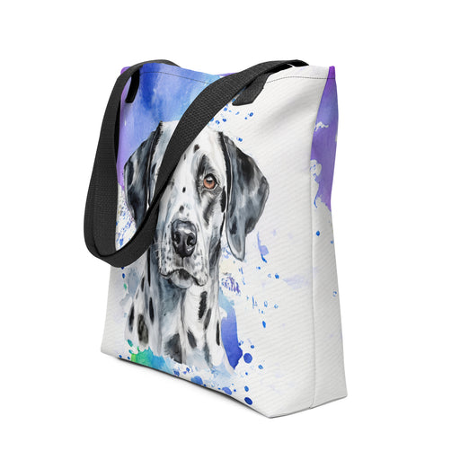 Dalmatian Tote Bag – Watercolor Dalmatian Canvas Bag, 15x15 with Black Handles - The Fussy Pup - 
