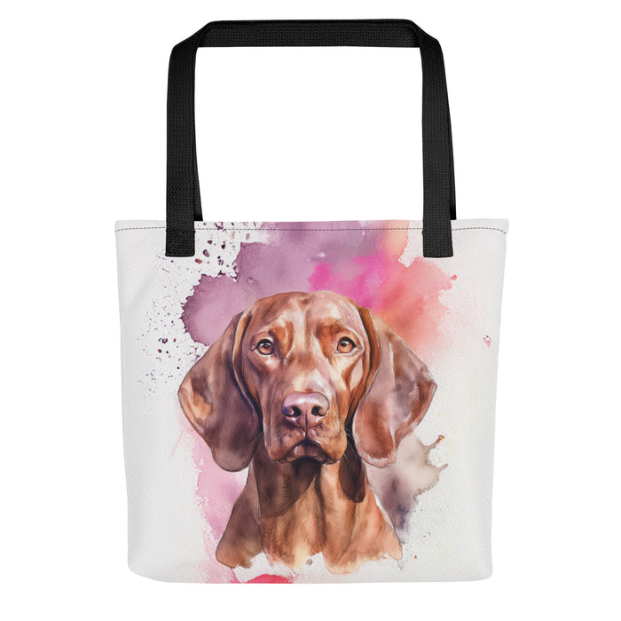 Vizsla Tote Bag – Watercolor Vizsla Canvas Bag, 15x15 with Black Handles - The Fussy Pup - 