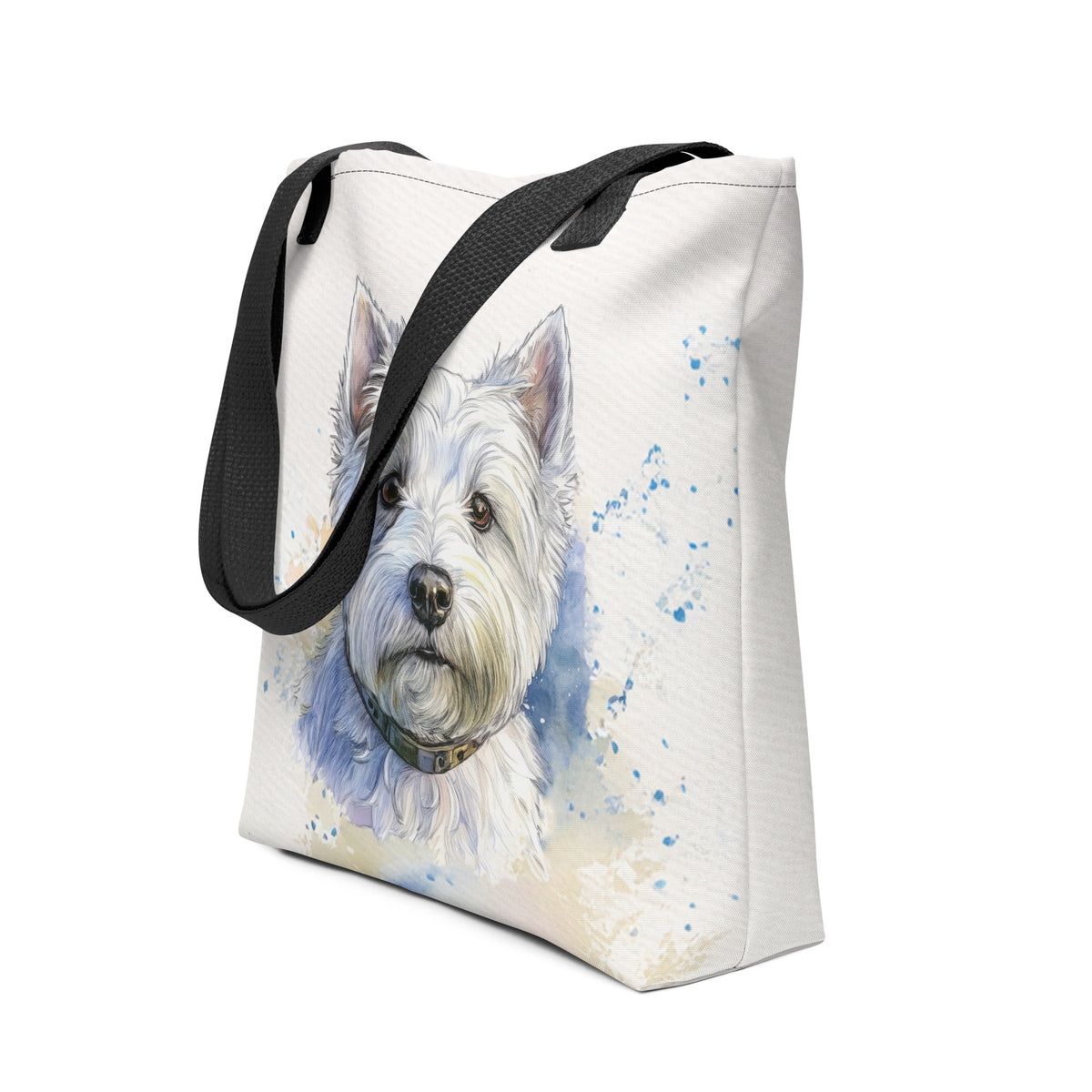 INSTANTARTS Women’s Canvas Tote Bag – Cute Westie Dog Print, Reusable Cotton Linen, 16.5x13.4 Inches