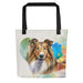 Collie Tote Bag – Watercolor Collie Canvas Bag, 15x15 with Black Handles - The Fussy Pup - 