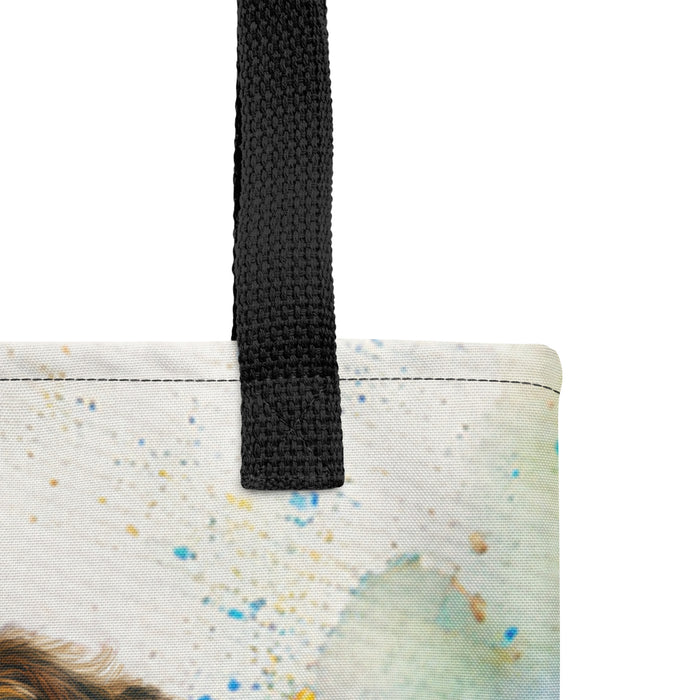 Collie Tote Bag – Watercolor Collie Canvas Bag, 15x15 with Black Handles - The Fussy Pup - 