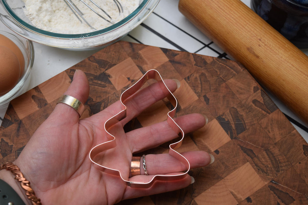 Copper Christmas Tree Cookie Cutter - (4 x 3.25 inches) - Made in USA