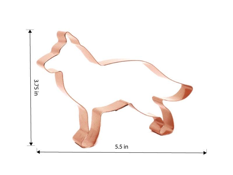 Copper German Shepherd Cookie Cutter - Dog Breed Design (5.5 x 3.75 inches) - Made in USA