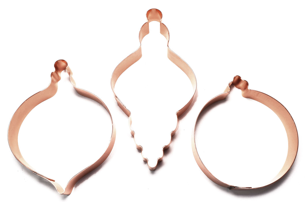 Trio of Vintage Style Copper Christmas Ornament Cookie Cutters - Made in USA