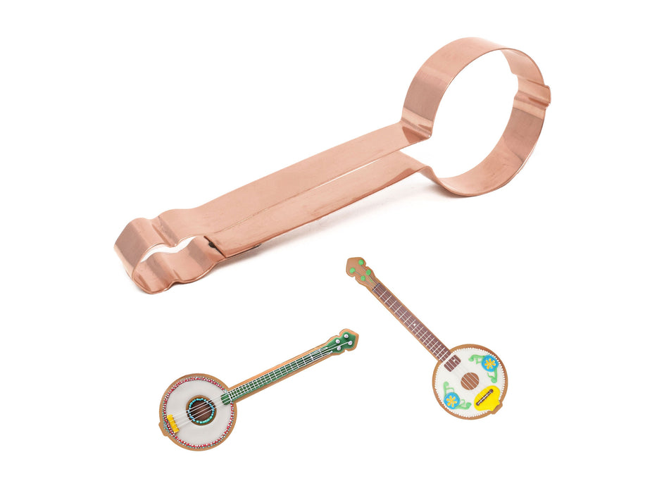 Copper Banjo Cookie Cutter - Music Design (6.5 x 2.25 inches) - Made in USA