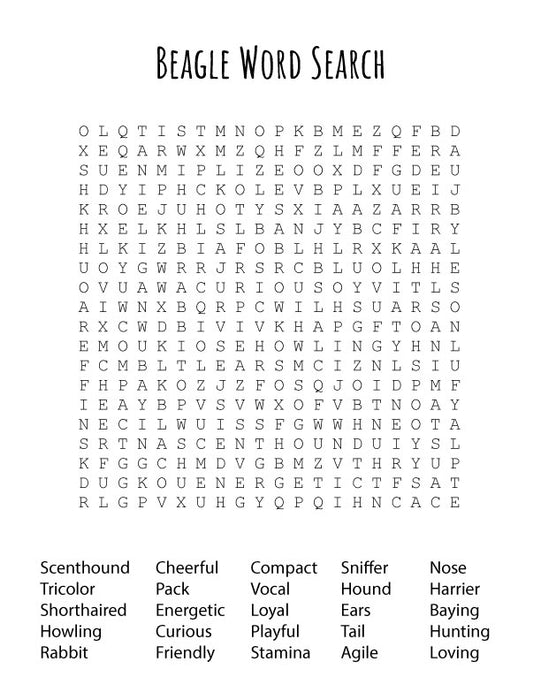 FREE Beagle Word Search Puzzle – Printable Fun Activity for Dog Lovers