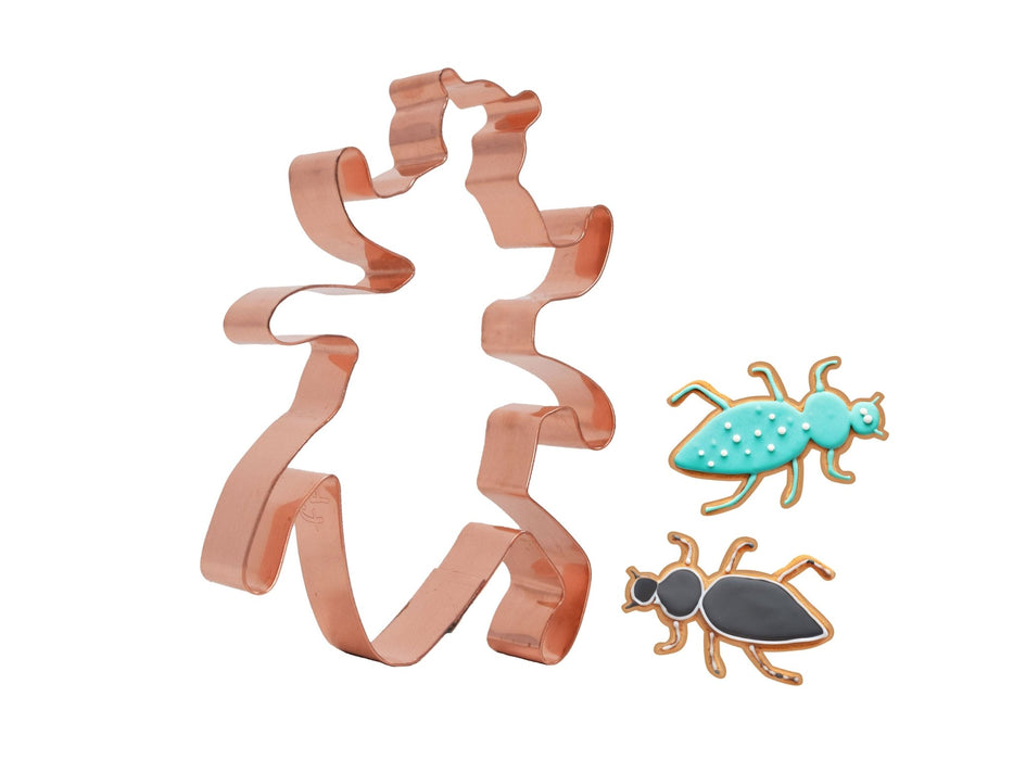 Cute Beetle Copper Cookie Cutter, 4.25 x 3.25 inches - The Fussy Pup - made in the USA.