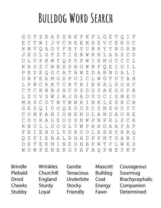 FREE Bulldog Word Search Puzzle – Printable Fun Activity for Dog Lovers