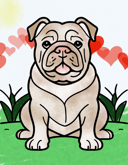 Free Bulldog Coloring Page – Downloadable PNG