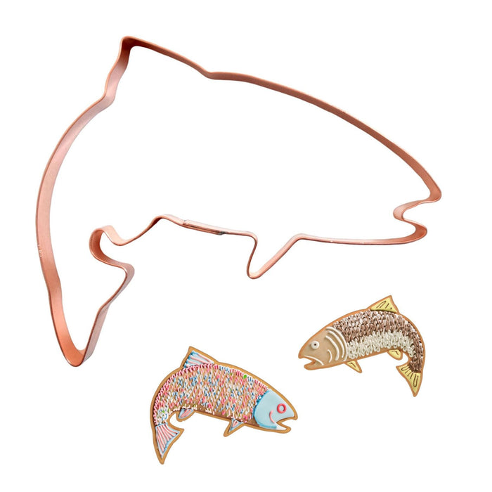 Copper Trout Cookie Cutter - Fish Design (5 x 4 inches) - Made in USA