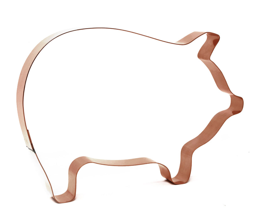 Copper Big Pig Cookie Cutter - Animal Design (7 x 5.75 inches) - Made in USA