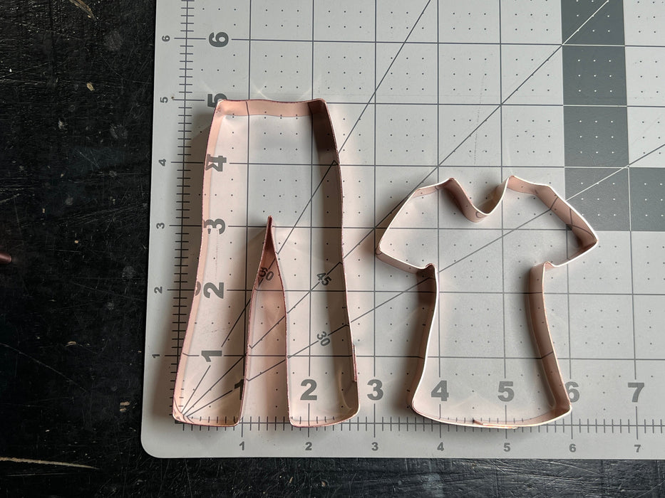 Copper Hospital Scrubs Cookie Cutter Set, Pants and Shirt, Made in USA
