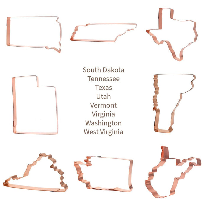 Handmade Copper State Cookie Cutter - USA Made – Choose Any U.S. State