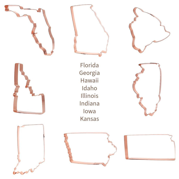Handmade Copper State Cookie Cutter - USA Made – Choose Any U.S. State