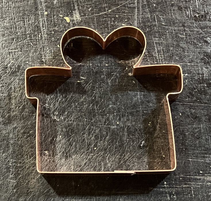 Copper Gift Box with Bow Cookie Cutter, Christmas Cookie Cutter 4.25 x 4 inches, Made in USA