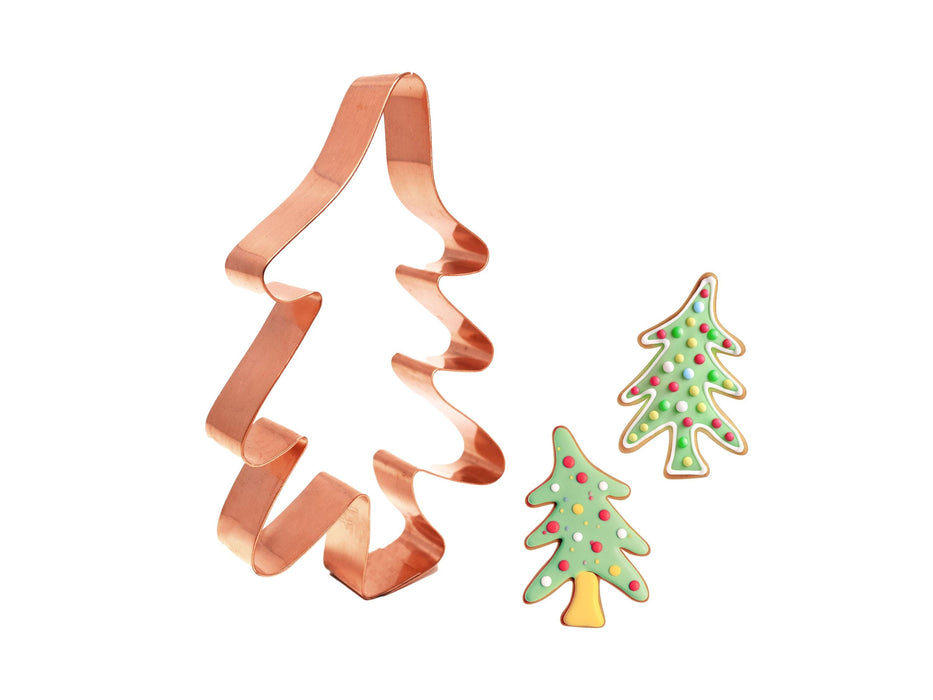 Copper Primitive Christmas Tree Cookie Cutter - Winter Design (5 x 3.25 inches) - Made in USA