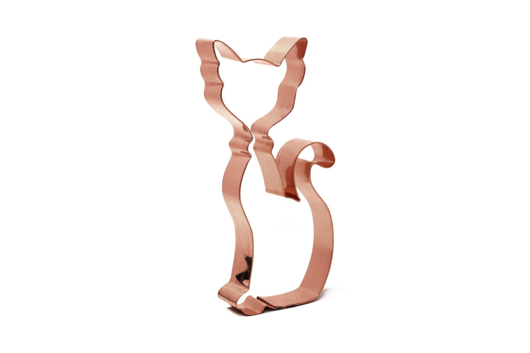 Big Copper Kitty Cookie Cutter, 6 x 3 inches, Made in USA