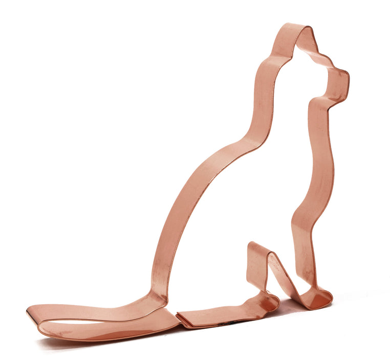 Copper Cat Cookie Cutter, 4 x 3.75 inches, Made in USA