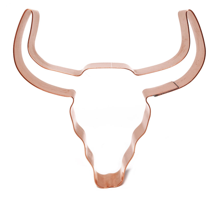 Copper Steer Skull Cookie Cutter, 4.75 x 4.5 inches, Made in USA