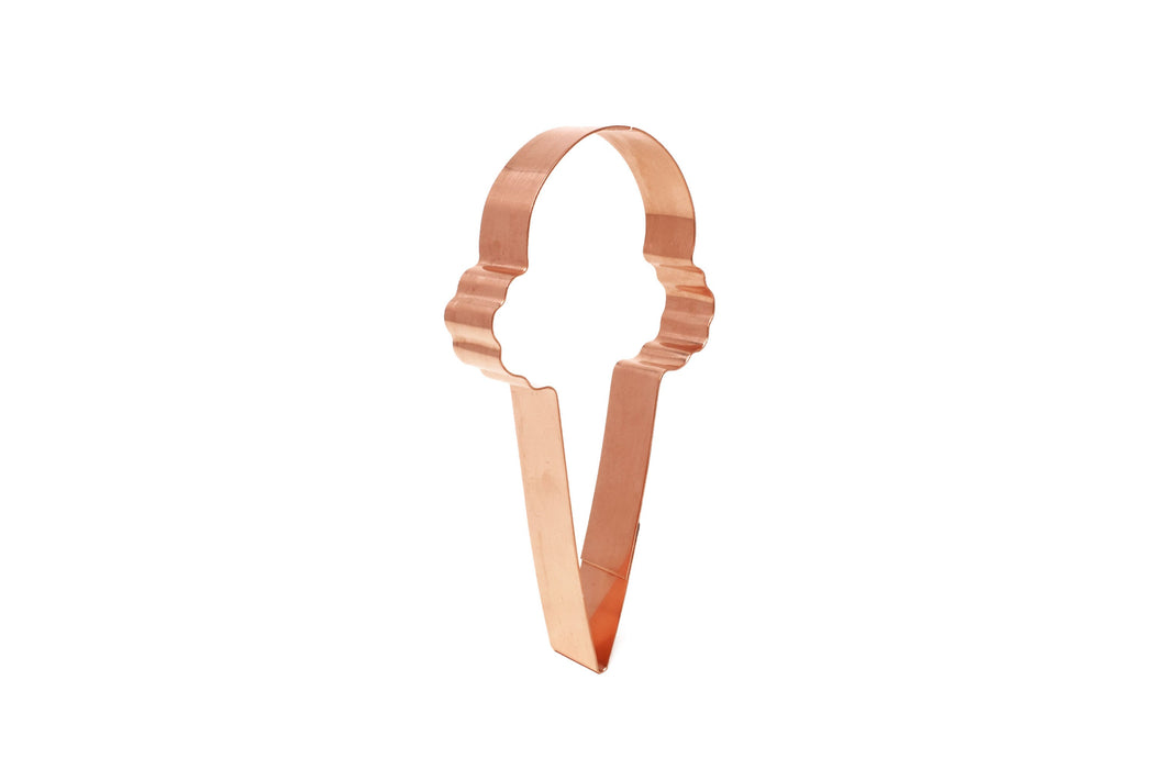 Copper Ice Cream Cone Cookie Cutter - Food Cookie Cutter, 5.25 x 3 Inches, Made in USA