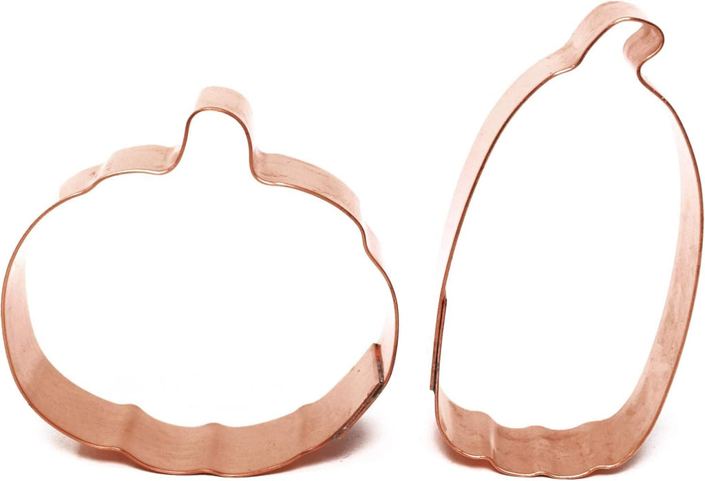 2 Copper Jack O' Lantern Cookie Cutters, Pumpkin Cookie Cutter, 2.5 - 3 inches tall, Made in USA
