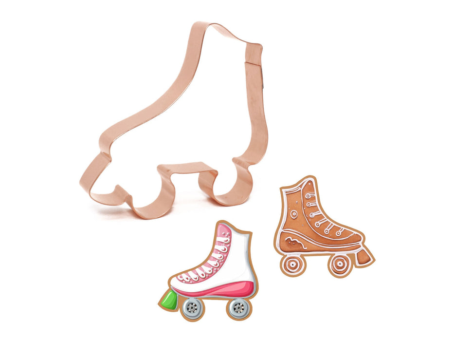 Copper Roller Skate Cookie Cutter - Vintage Skater Design (4 x 4 inches) - Made in USA