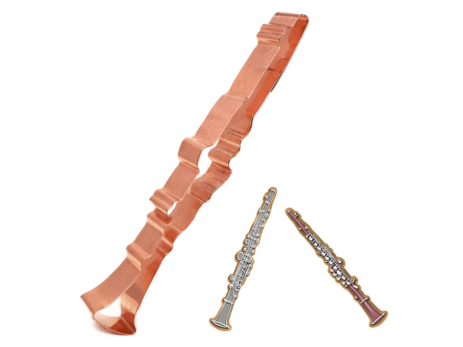 Copper Clarinet Cookie Cutter, Musical Instrument, 6.75 x 1 Inches, Made in USA